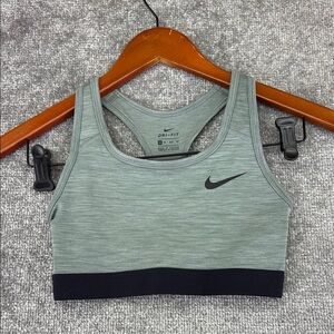 Nike Green Gray Sports Bra Dri Fit Racerback Athletic Active Womens XS